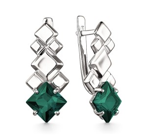 Серебряные cерьги классические с турмалином