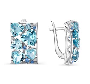 Серебряные cерьги классические с топазом