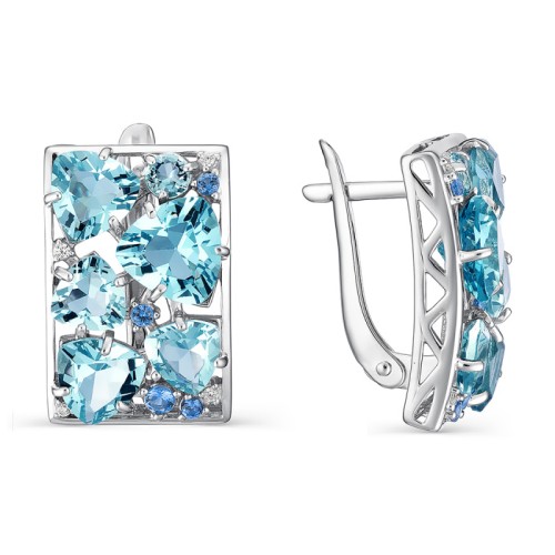 Серебряные cерьги классические с топазом