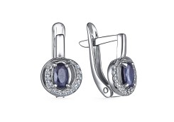 Серебряные cерьги с сапфиром