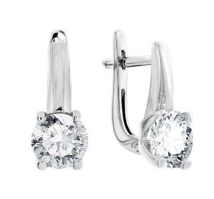 Серебряные cерьги с фианитом