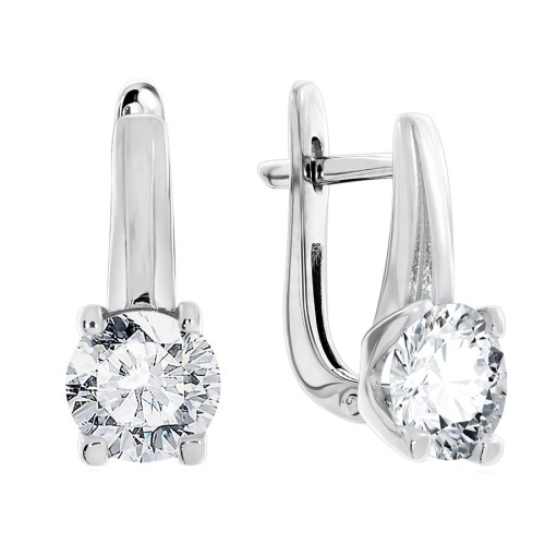 Серебряные cерьги с фианитом