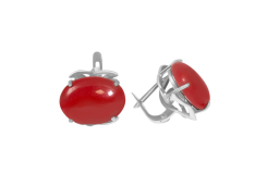 Серебряные cерьги с кораллом