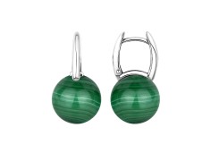 Серебряные cерьги с малахитом