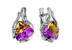 Серебряные cерьги с аметрином