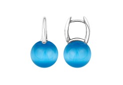 Серебряные cерьги с кошачим глазом