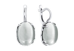 Серебряные cерьги с кошачим глазом