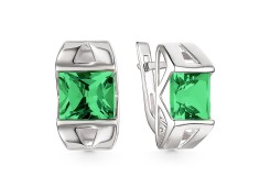 Серебряные cерьги с изумрудом