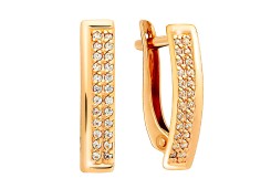 Серебряные cерьги с позолотой с фианитом