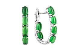 Серебряные cерьги с агатом зеленым
