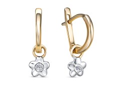 Золотые cерьги висячие с фианитом