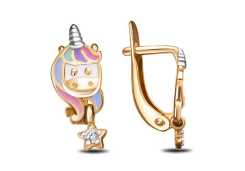 Золотые cерьги классические с эмалью