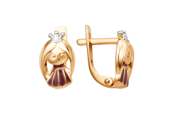 Золотые cерьги классические с эмалью
