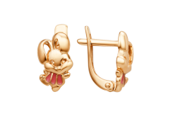 Золотые cерьги классические с эмалью