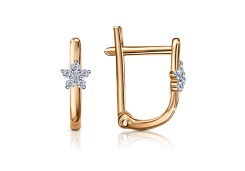 Золотые cерьги классические с фианитом