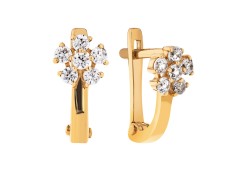 Золотые cерьги классические с фианитом