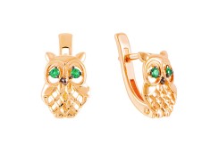 Золотые cерьги классические с фианитом