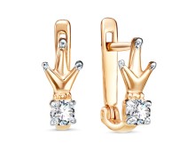 Золотые cерьги с фианитом