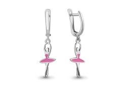 Серебряные cерьги висячие с эмалью