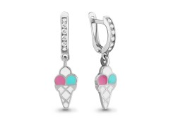 Серебряные cерьги висячие с эмалью