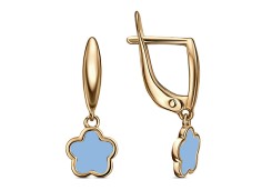 Серебряные cерьги висячие с позолотой с эмалью