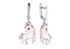 Серебряные cерьги висячие с эмалью