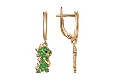 Серебряные cерьги висячие с позолотой с фианитом