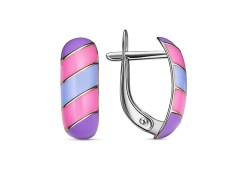 Серебряные cерьги классические с эмалью