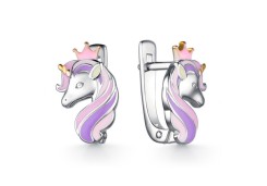 Серебряные cерьги классические с эмалью