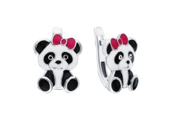 Серебряные cерьги классические с эмалью