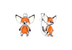 Серебряные cерьги классические с эмалью