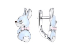 Серебряные cерьги классические с эмалью