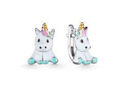 Серебряные cерьги классические с эмалью