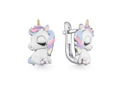 Серебряные cерьги классические с эмалью