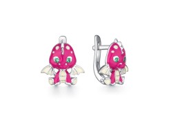 Серебряные cерьги классические с эмалью