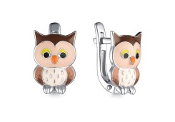 Серебряные cерьги классические с эмалью