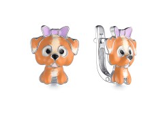 Серебряные cерьги классические с эмалью