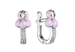 Серебряные cерьги классические с эмалью