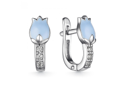 Серебряные cерьги классические с эмалью