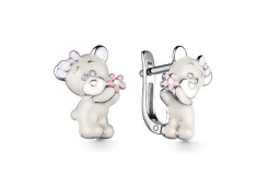 Серебряные cерьги классические с эмалью