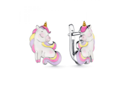 Серебряные cерьги классические с эмалью