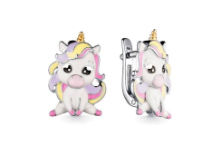 Серебряные cерьги классические с эмалью