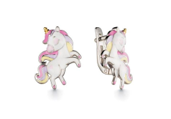 Серебряные cерьги классические с эмалью