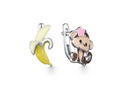 Серебряные cерьги классические с эмалью