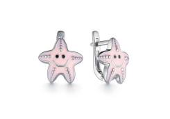 Серебряные cерьги классические с эмалью