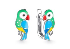 Серебряные cерьги классические с эмалью