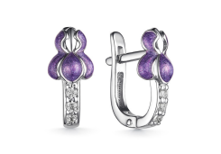 Серебряные cерьги классические с эмалью