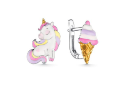 Серебряные cерьги классические с эмалью