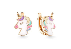 Серебряные cерьги классические с позолотой с эмалью