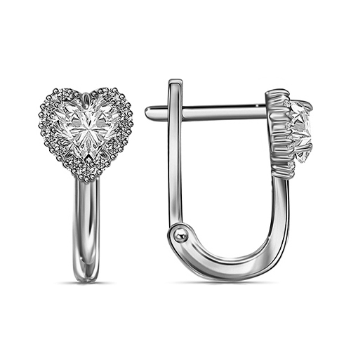 Серебряные cерьги классические с фианитом